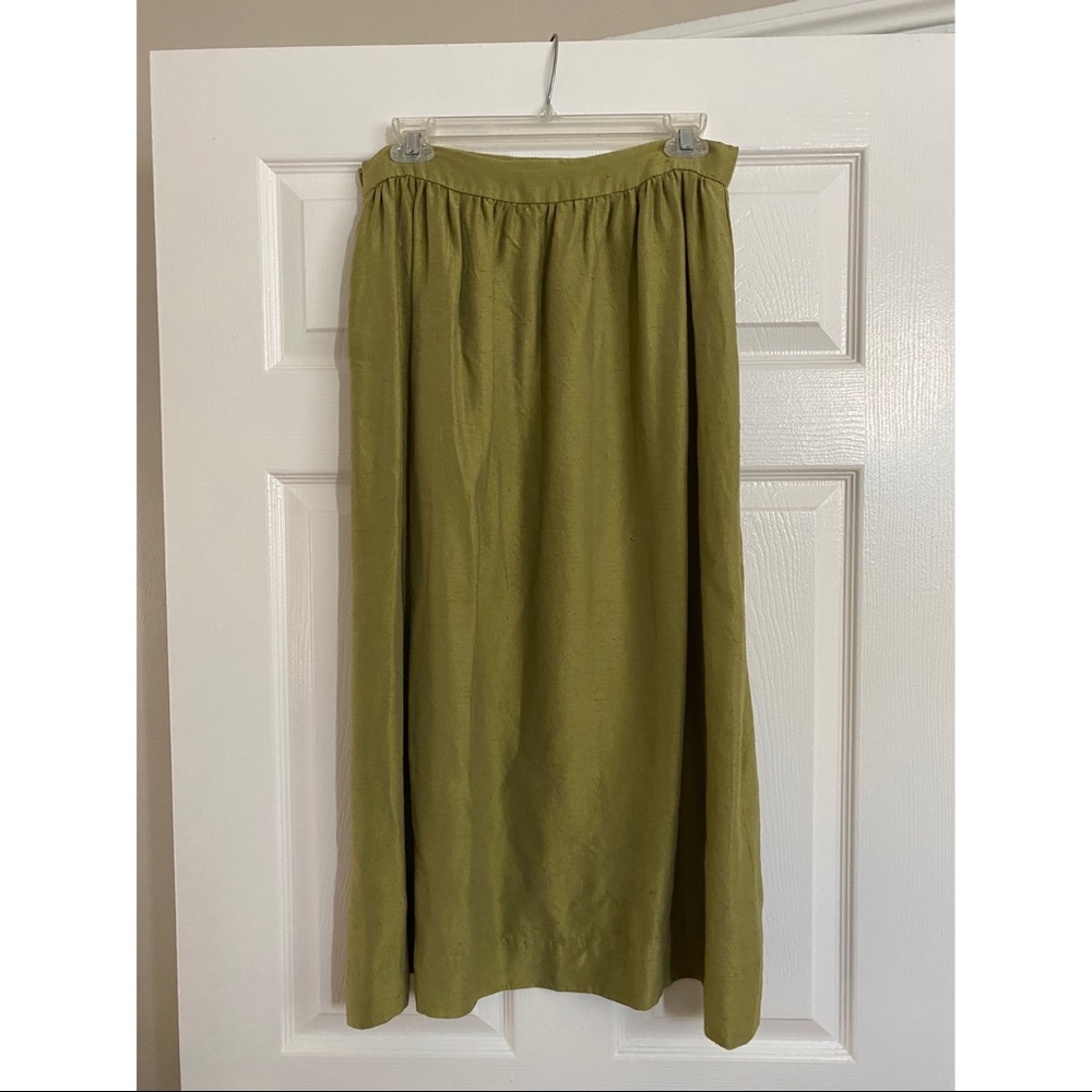 Avocado Green Cottagecore Midi Skirt